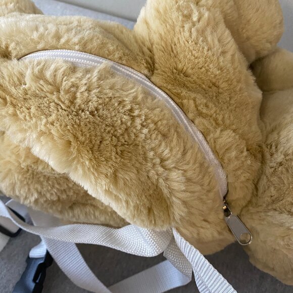 Cute Brown Tan Burgundy White Gingham Bow Puppy Dog Plush Backpack 18" - Picture 10 of 13